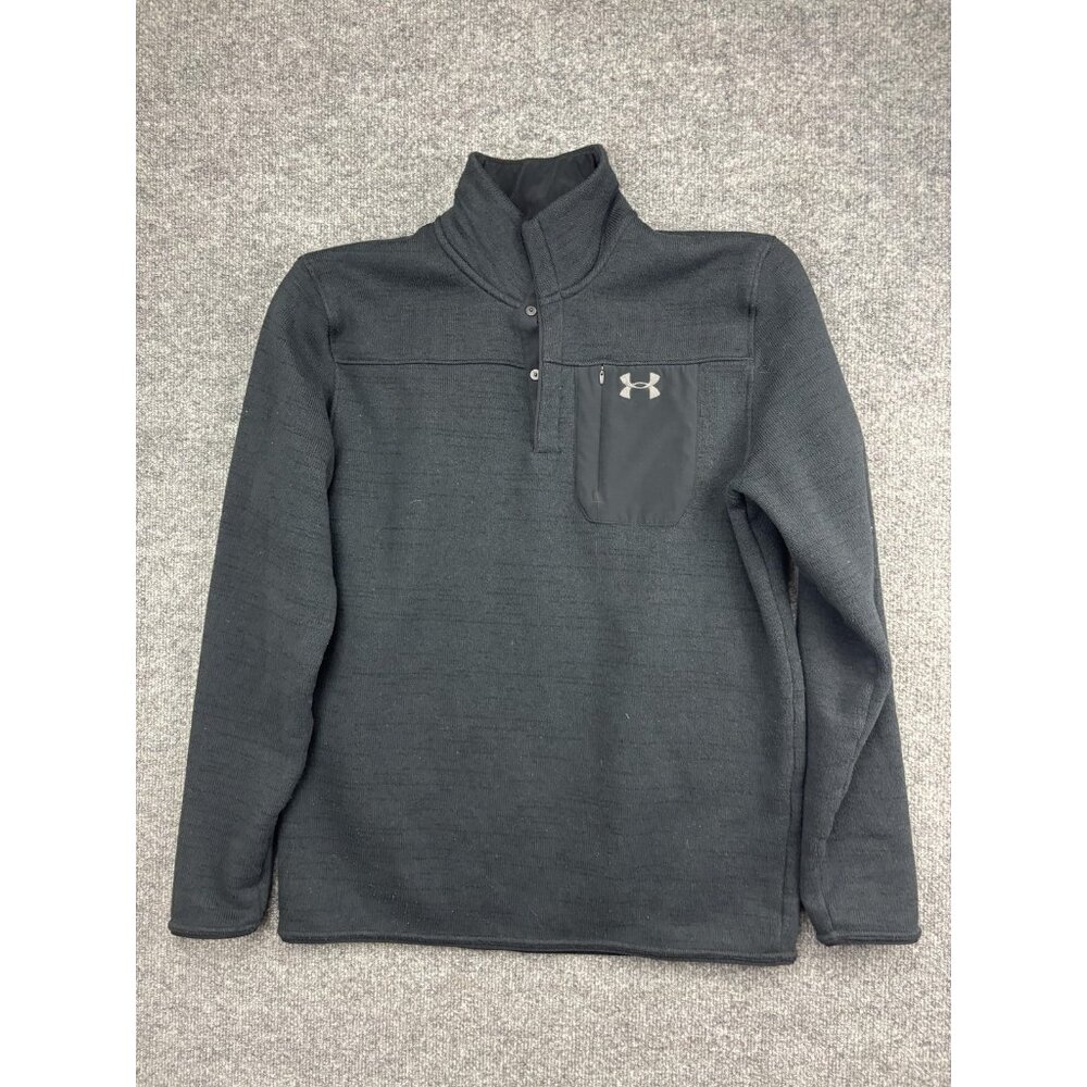 Under Armour Pullover Mens Large Gray Fleece Snap Mock Neck Long Sleeve
